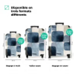 Patroon - Blauw - Vierkanten NBS - Handbagage koffer - Volwassenen Unisex middel zzzzzzVergelijking_3FR