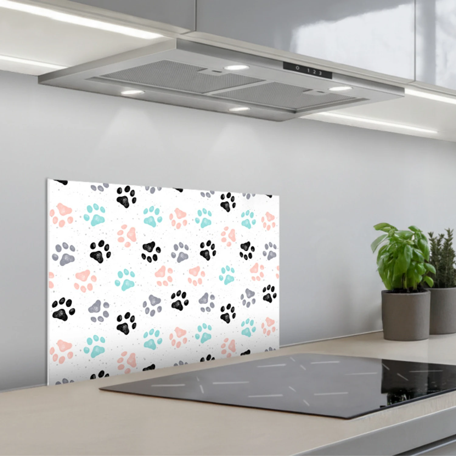 Paw - Pattern - Color keuken achterwand spatscherm klein 900 -3d_schuin