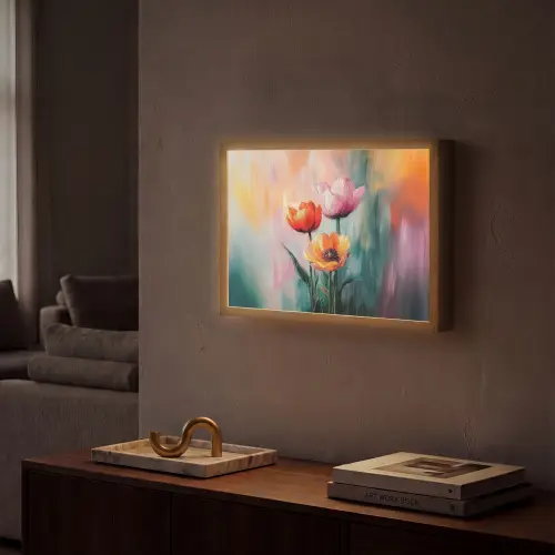 Dromerig - Bloemen - Verfijnde details Light Box met batterij (Wandlamp) middel -sfeer1