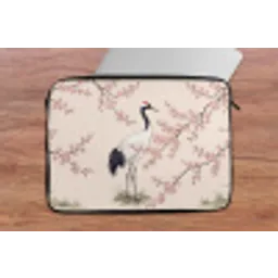 Aziatisch - Kraanvogel - Beige laptophoes neopreen klein -tafel