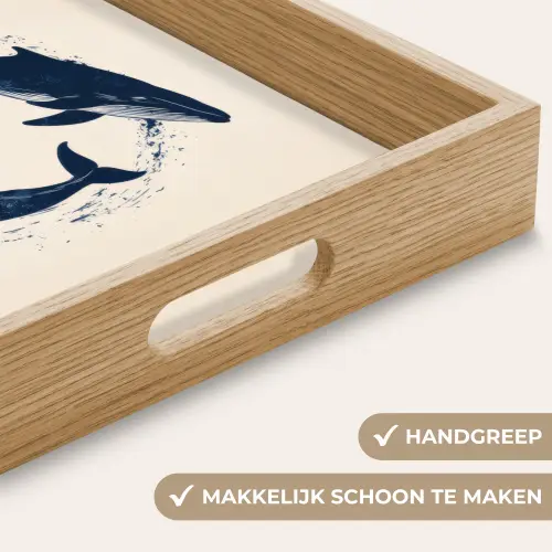 Walvissen - Spetters - Cirkel - Donkerblauw Dienblad Rechthoek middel -USP_HandgreepNL
