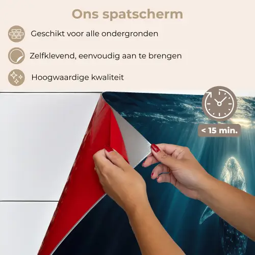 Walvis - Water - Zonnestralen - Blauw keuken achterwand spatscherm klein -spatscherm_NL