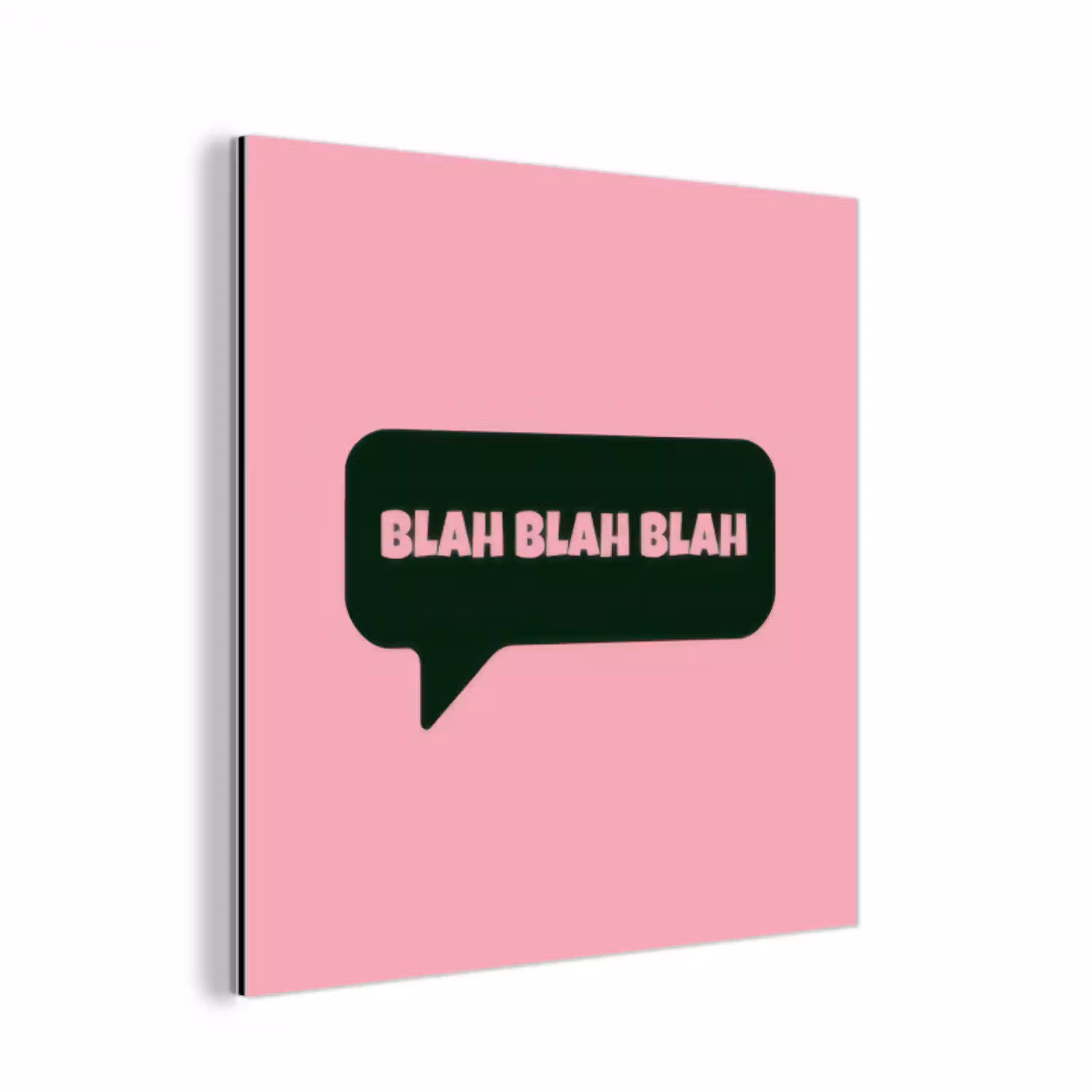 Roze - Tekstwolk - Groen - BLAH BLAH BLAH aluminium wit klein -3d