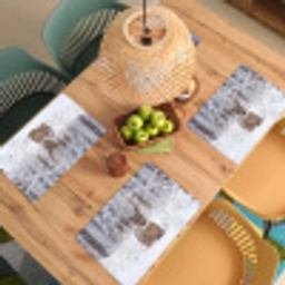 Hert - Sneeuw - Bos - Dieren - Vertederend Placemat vinyl groot -zzsfeer5_Kitchenyeah-website
