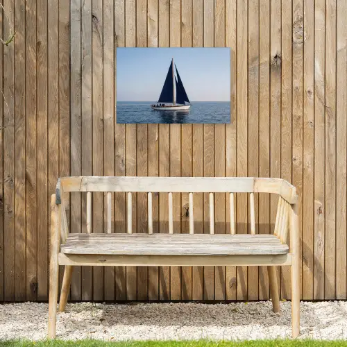 Zeilboot - Zee - Blauw Tuinposter op houten frame 2 cm dik klein -sfeer4
