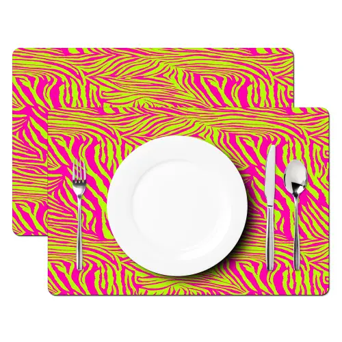 Neon - Zebra - Roze - Groen Placemat vinyl groot 368 -zzsfeer2_Kitchenyeah-website