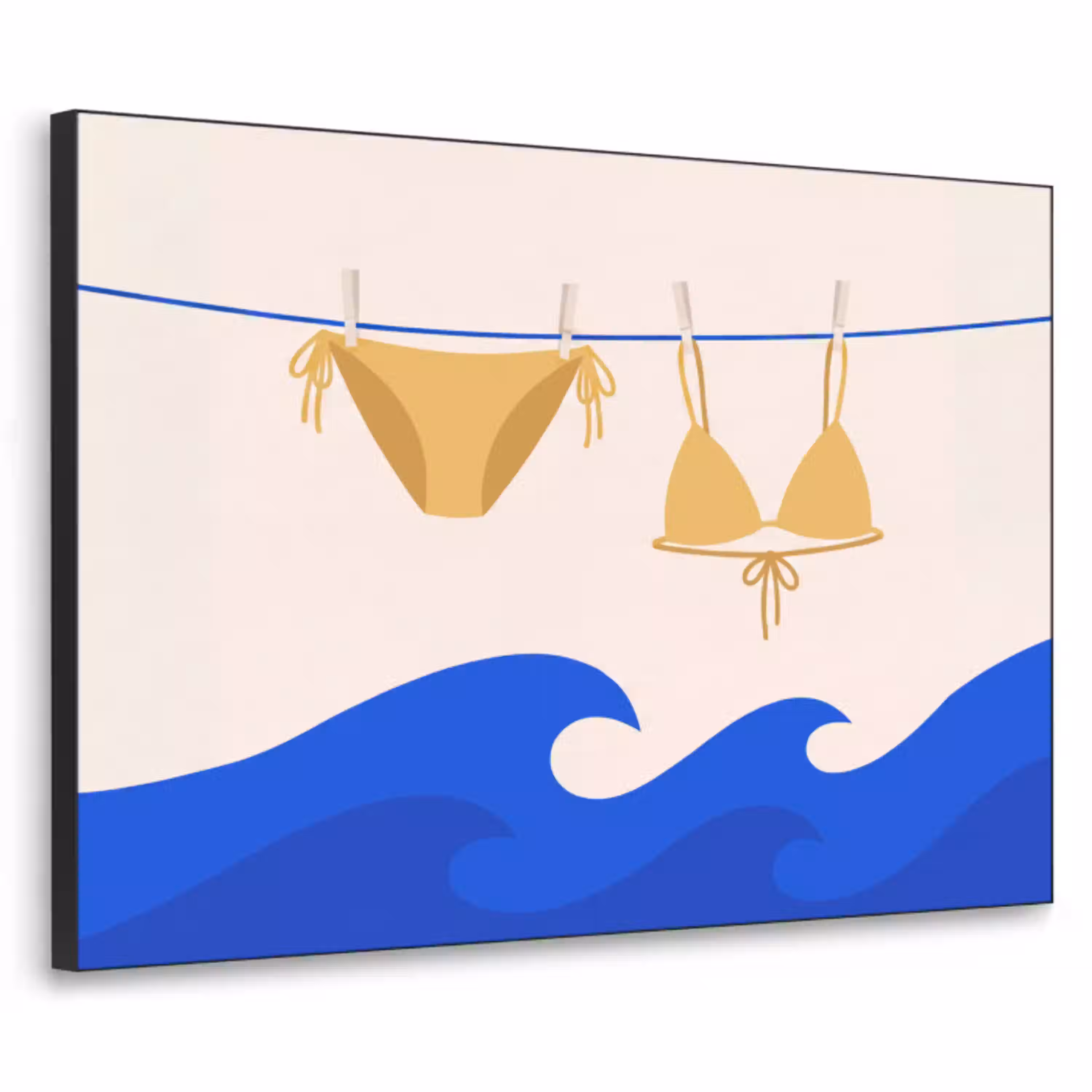 Zwemkleding - Zee - Zomer - Illustratie - Geel Textielframe zwart klein -3d