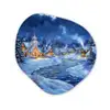 Winteravond - Kerstdorp - Donker Wandcirkel Organisch Forex 3mm klein -3d