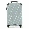 Grijsgroene achtergrond met witte hartjes NBS - Handbagage koffer - Kinderen Unisex middel -productfoto_recht