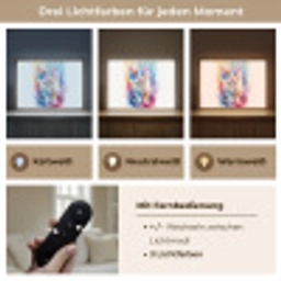 Kat - Kleurrijk - Verf - Dier - Wit Light Box met batterij (Wandlamp kind) middel -USP_lichtkleurDE