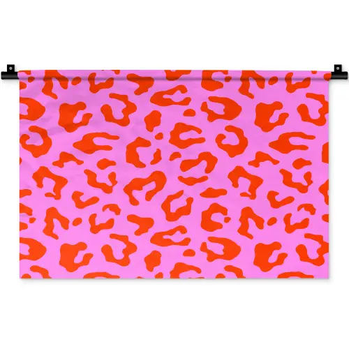 Panter - Rood - Roze Wandkleed katoen klein 269 -zz3d