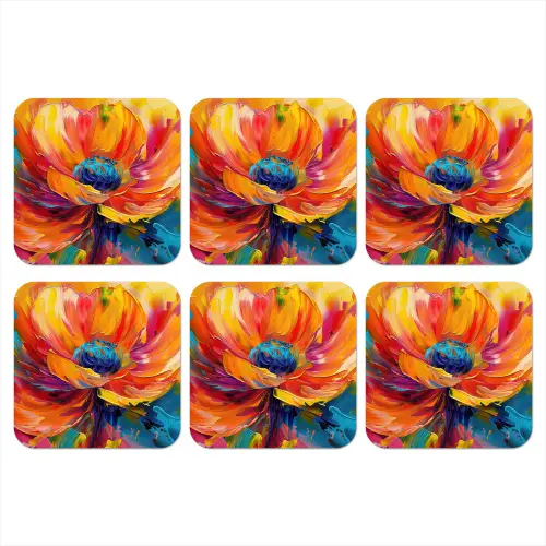 Bloem - Verflook - Modern - Abstract - Kleuren onderzetter kurk middel -3d