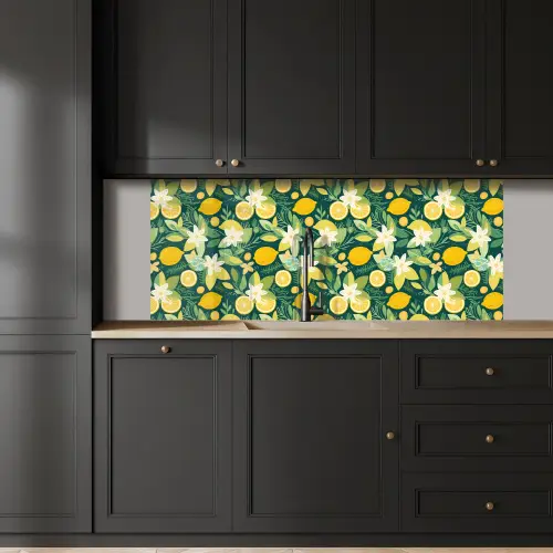 Groen - Bloemen - Citroenpartjes keuken achterwand 2 middel 871 -sfeer1