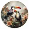 Toekan - Vogels - Bloemen - Jungle Wandcirkel kunststof plaat 5mm dik klein -3d