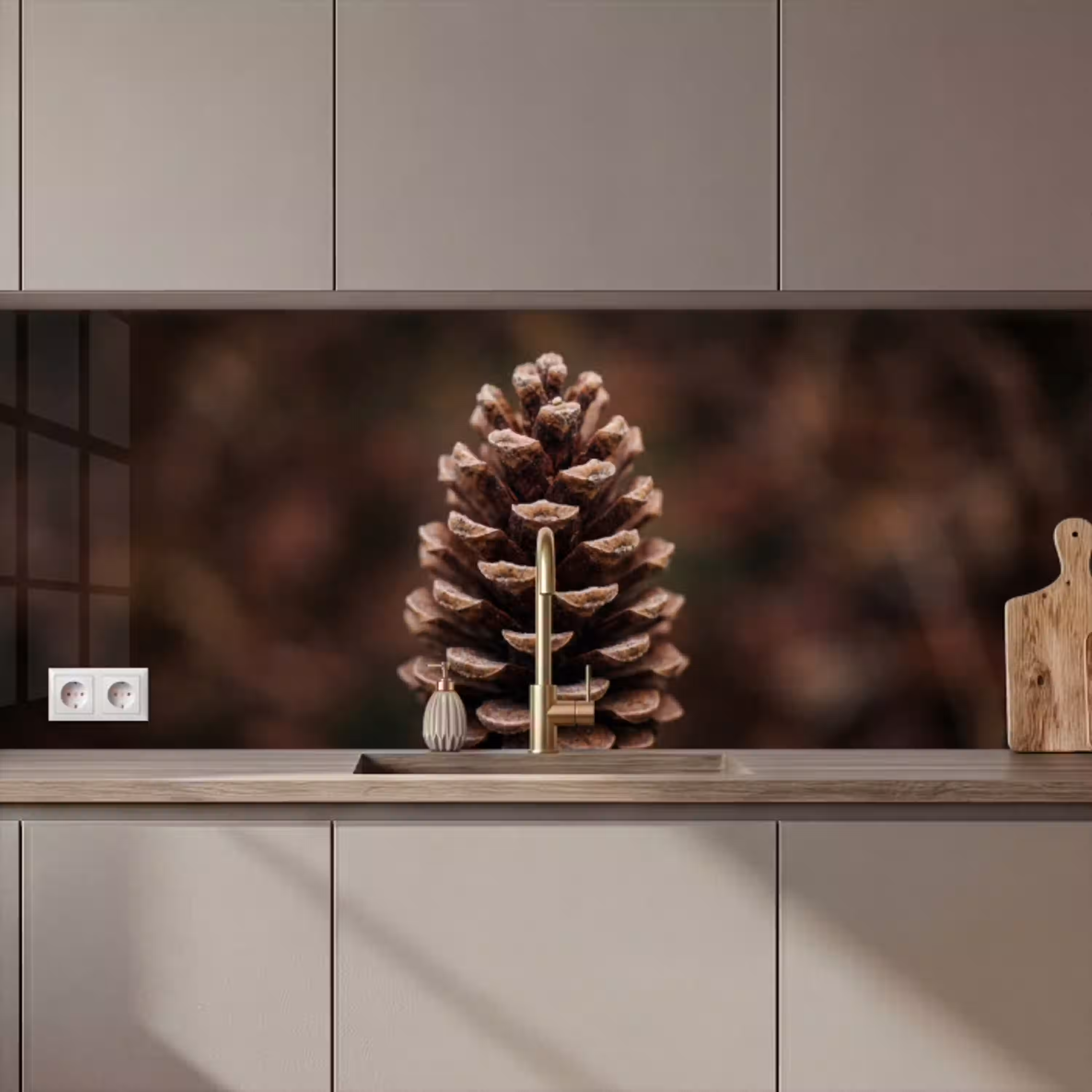 Dennenappel - Bos - Herfst - Bruin - Sfeervol keuken achterwand 2 middel zz_3dshopping