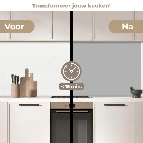 Grijs - Effen print keuken achterwand 2 middel 871 -voor-na2_NL