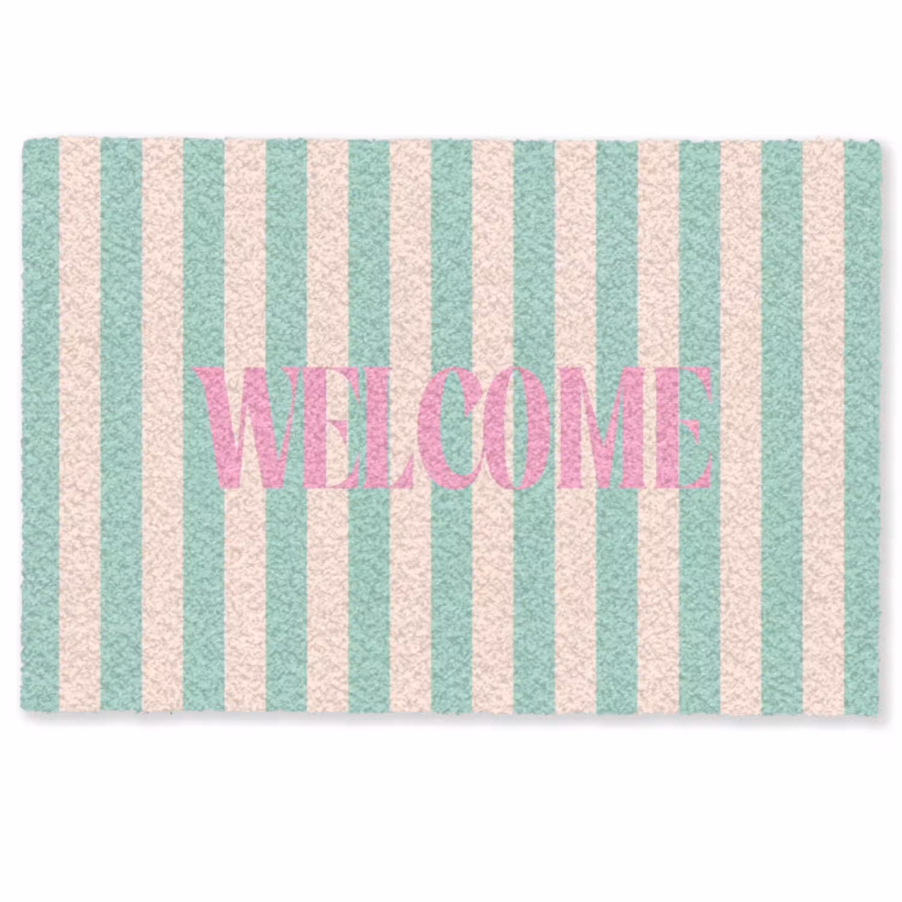 Roze - Groen - Strepen - Welcome Deurmat klein -zkaufland3d