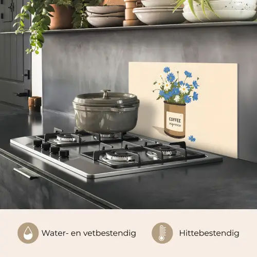 Coffee - Blik - Minimalistisch - Bloemen keuken achterwand spatscherm klein -usp_NL
