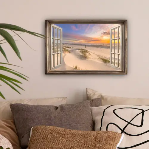 Doorkijk - Strand - Duinen - Natuur - Landschap canvas 2cm klein -sfeer1