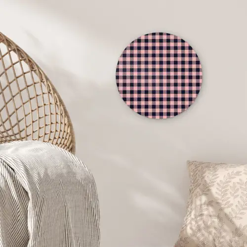 Plaid - Patroon - Roze - Zwart Wandcirkel kunststof plaat 5mm dik klein 188 -sfeer5