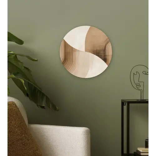 Retro - Geometrische lagen - Aardetinten Wandcirkel kunststof plaat 5mm dik klein -sfeer3