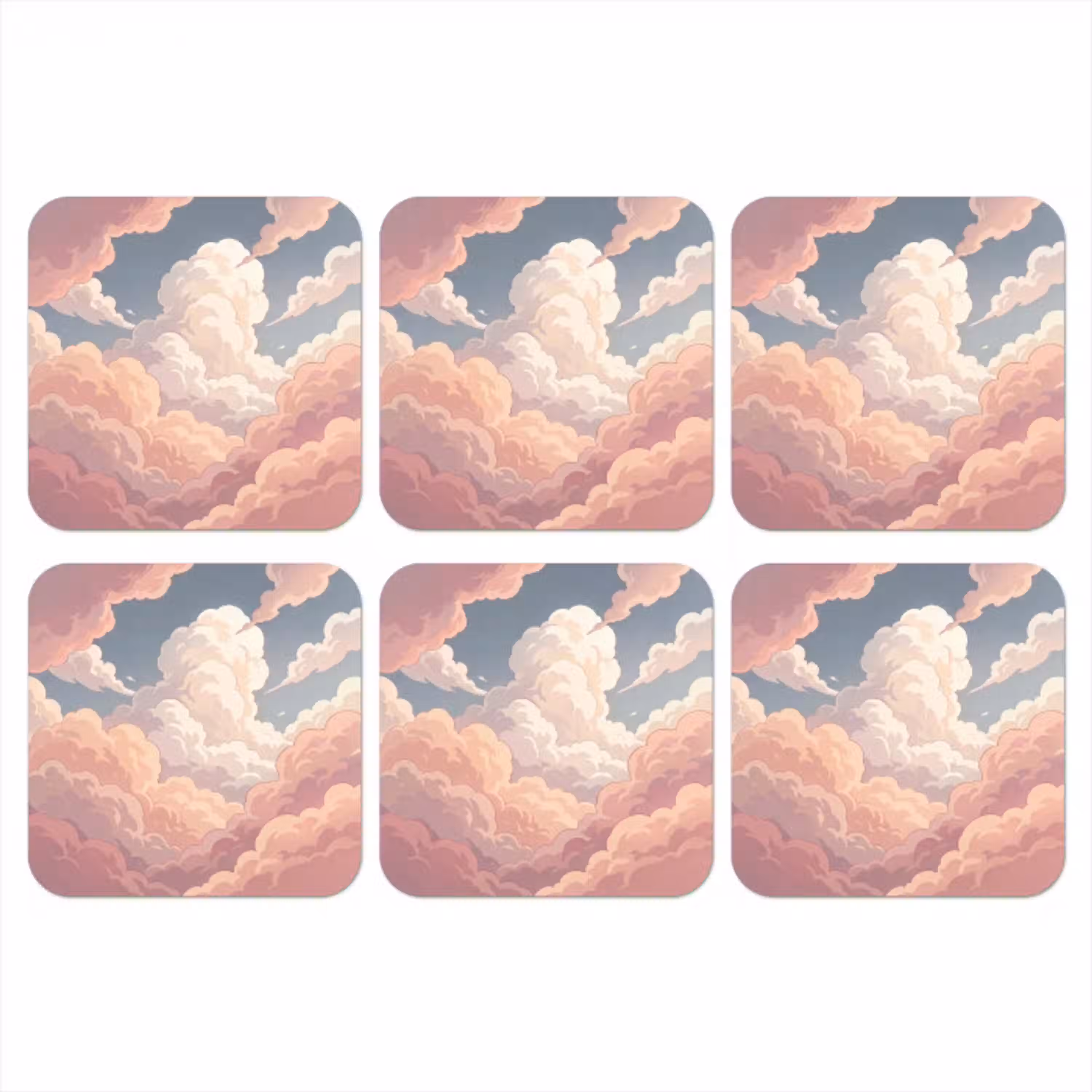 Wolken - Lucht - Natuur - Pastel - Roze onderzetter kurk middel -3d