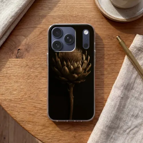 Donkerbruin - Bloem - Textuur - Artisjok Telefoonhoesje iPhone 17 Pro klein -sfeer1