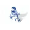 Vogel - Delfts blauw - Illustratie - Bloemen Muursticker klein -3d