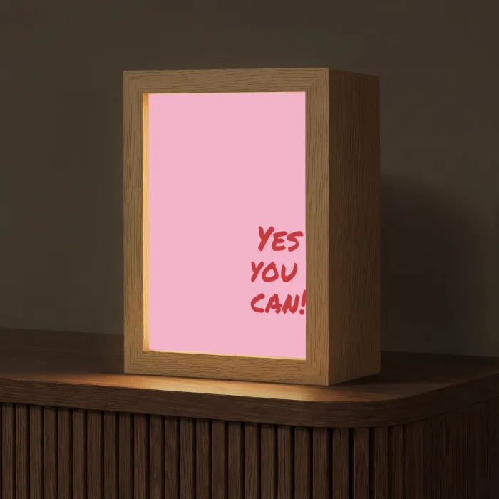 Yes you can do it - Rood - Roze Light Box met kabel (Tafellamp) klein -z3d_website
