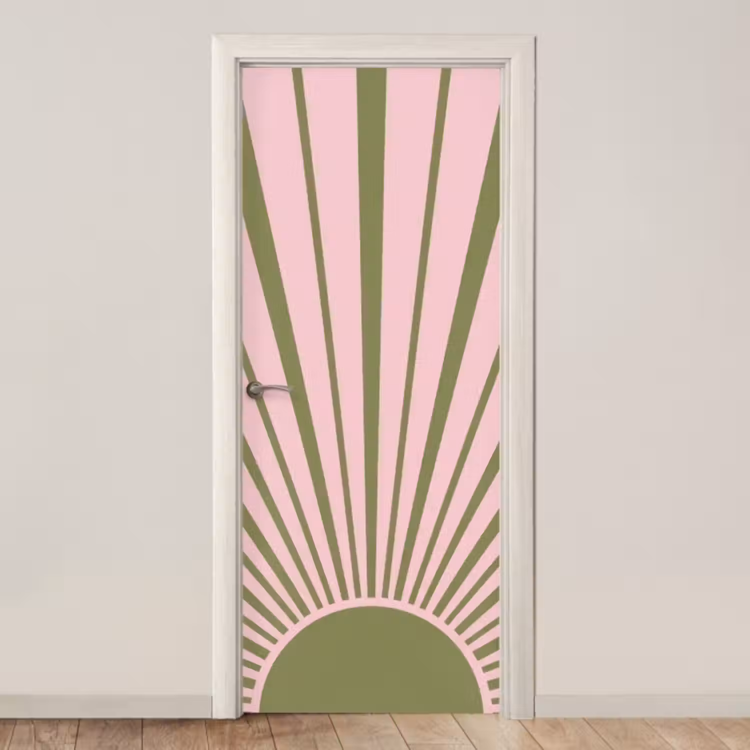 Deursticker - Abstract - Stralen - Grafisch - Roze - Groen