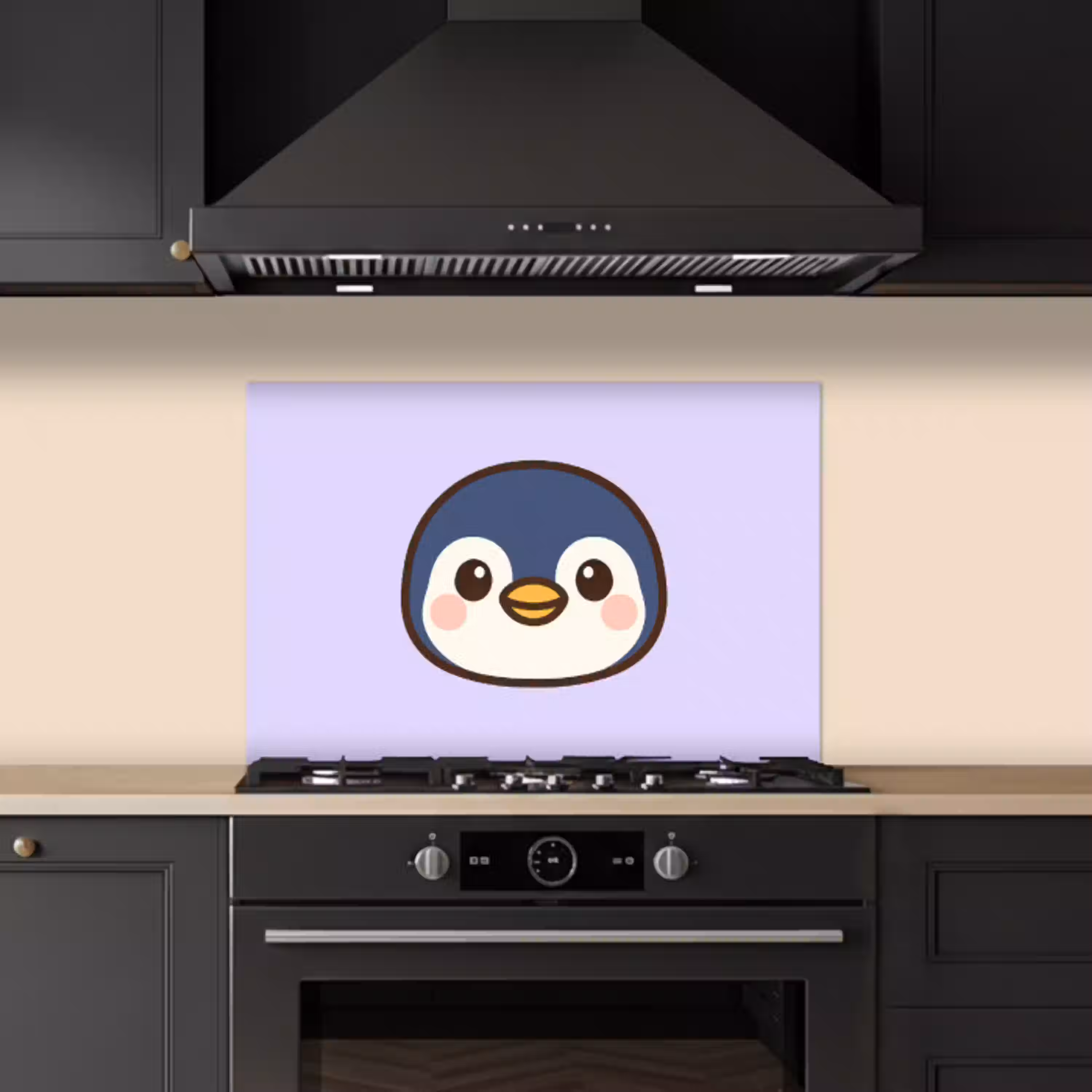 Pinguïn - Paars - Schattig keuken achterwand spatscherm klein -sfeer1