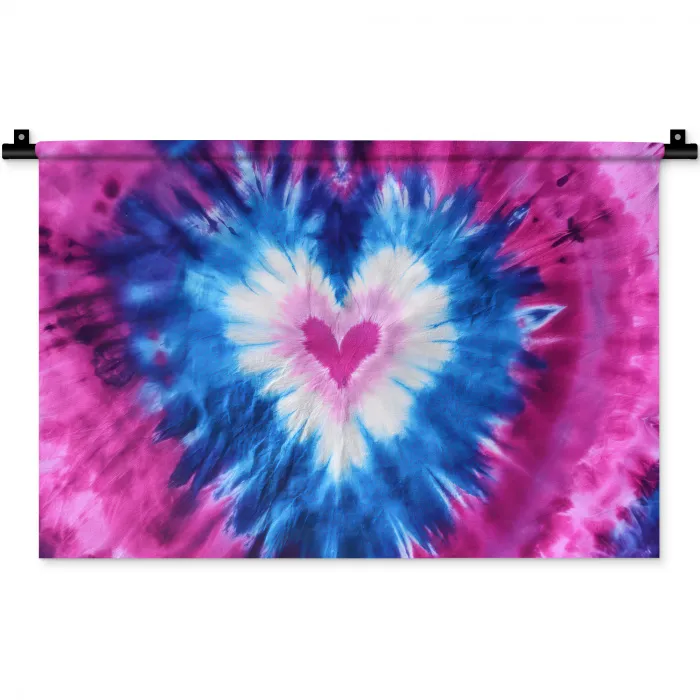 Hartvormig - Tie dye - Paars Wandkleed katoen klein -zz3d