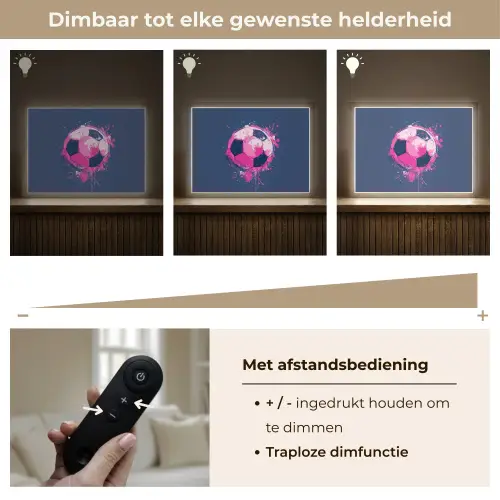 Abstract - Voetbal - Spatten - Roze Light Box met batterij (Wandlamp kind) middel -USP_dimbaarNL