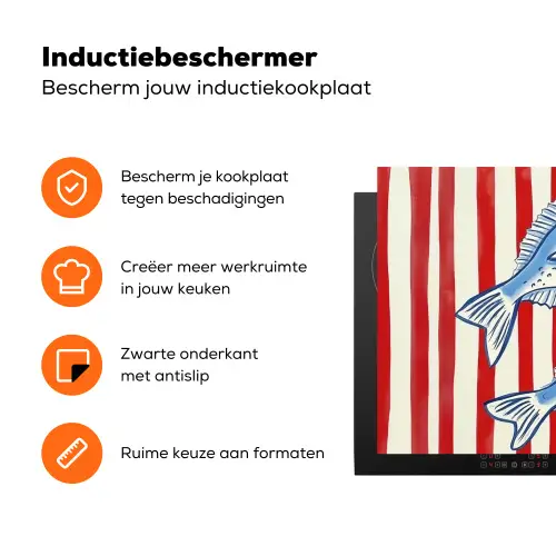 Vissen - Verticale strepen - Blauw - Rood Inductie beschermer vinyl 3mm klein -zzzzzzz-td-ups