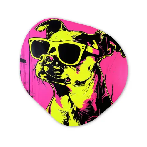 Hond - Zonnebril - Roze - Art Wandcirkel Organisch Plexiglas middel -3d