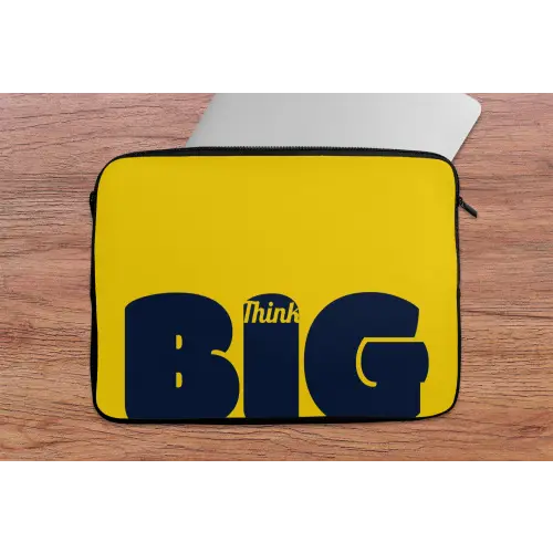 Geel - Think big - Grafisch laptophoes neopreen klein -tafel