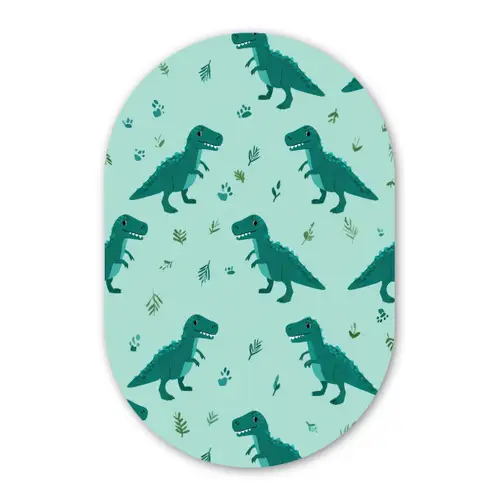 Donkergroen - Dinosaurussen - Afdrukken - Bladeren Wandcirkel Ovaal Forex klein -3d