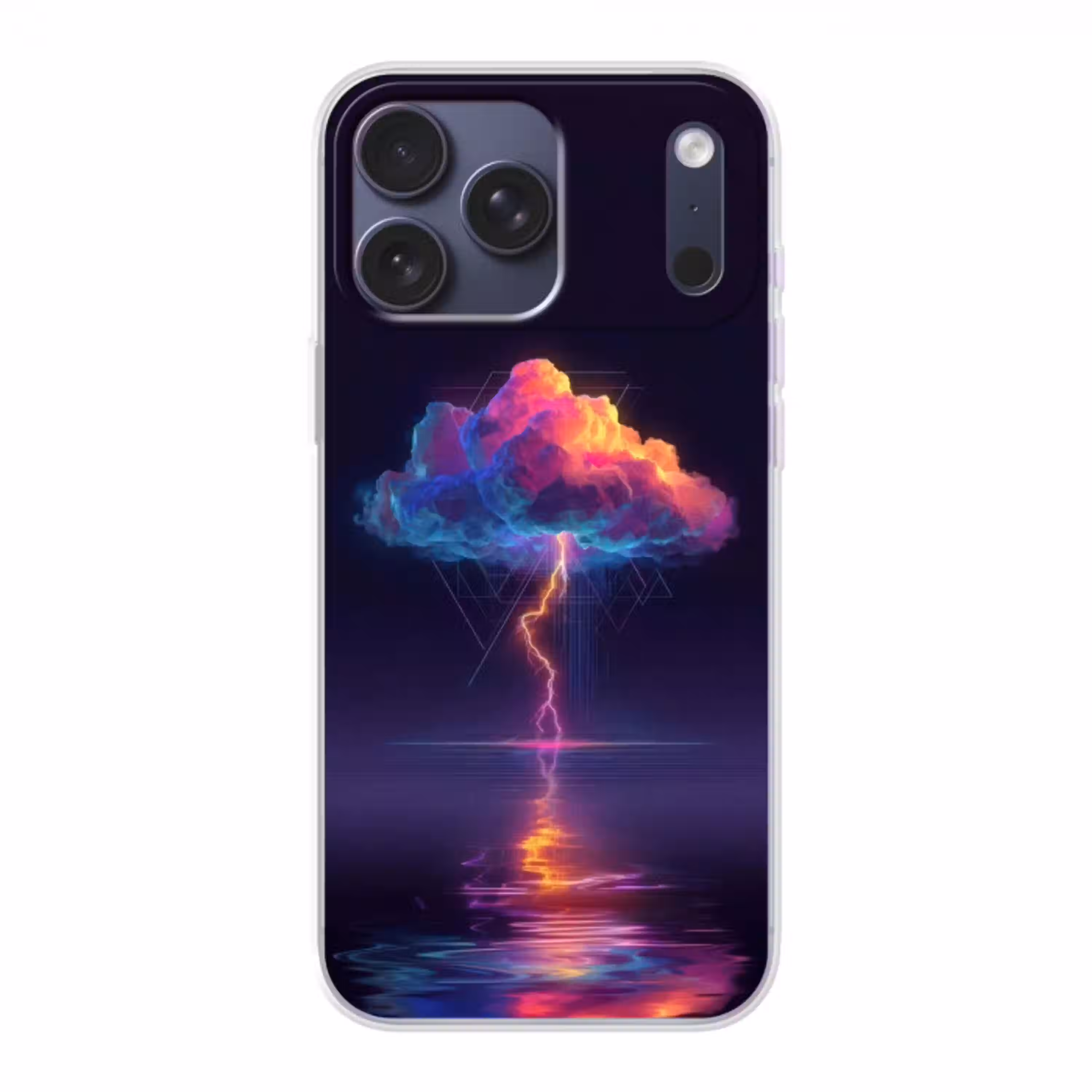 Donderwolk - Bliksemschicht - Licht - Blauw Telefoonhoesje iPhone 17 Pro Max klein -3d