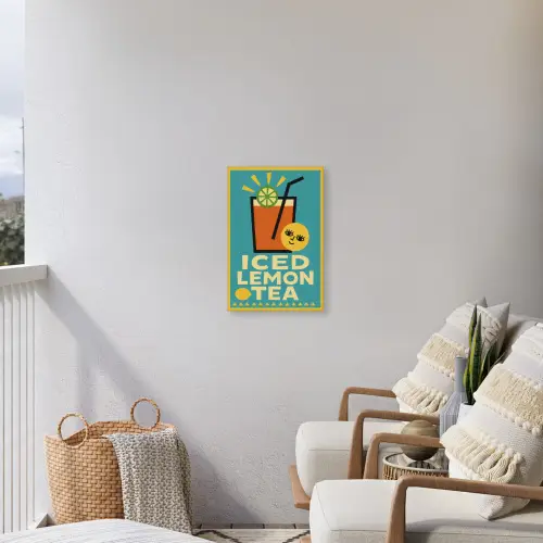 Ijsthee - Illustratie - Blauw - Citroen Tuinposter op houten frame 2 cm dik klein -sfeer1