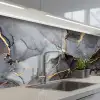 Marmer - Abstract - Goud - Grijs keuken achterwand 2 middel -3d_schuin