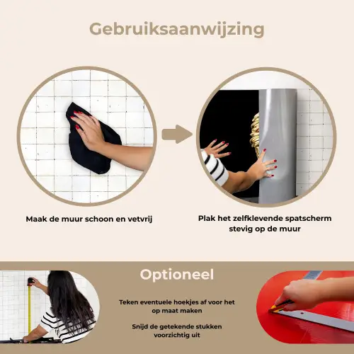 Ijs - Goud - Zwart - Eten keuken achterwand spatscherm klein -gebruiksaanwijzing_NL
