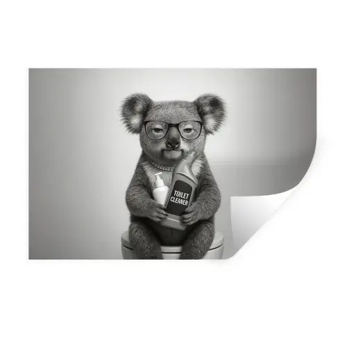 Koala - Bril - Toilet Muursticker klein -3d