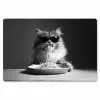 Langharige kat - Zonnebril - Spaghetti - Humor - Zwart - wit Placemat vinyl groot -zzsfeer1_Kitchenyeah-website