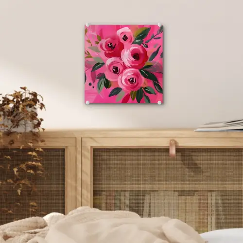 Bloemen - Verf - Roze plexiglas 5mm klein -sfeer4