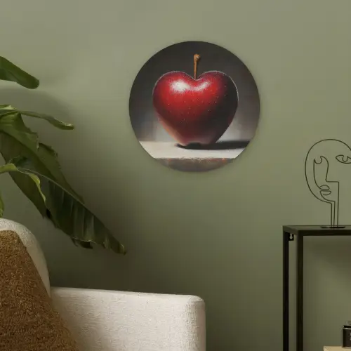 Apple - Hart - Rood Akoestische PET Vilt - Rond klein -sfeer2