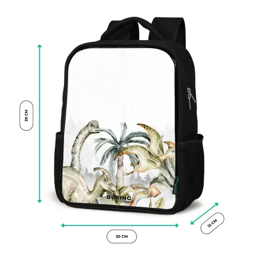 Dino's in een ruig landschap Rugzak - Zwart middel -productfoto_formaten