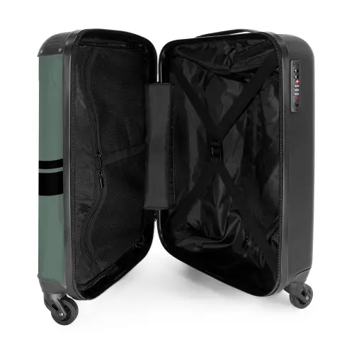 Groene achtergrond met dubbele horizontale strepen NBS - Handbagage koffer - Volwassenen Unisex middel -binnenkant