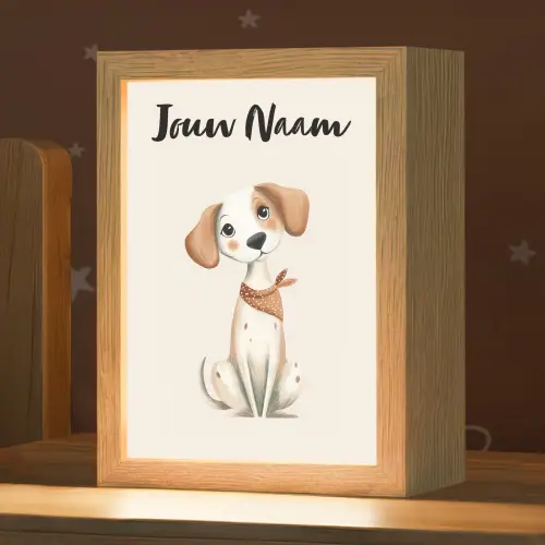 Hond - Pup - Beige Light Box met kabel (Kinderlampje) klein -zzz_3d_website
