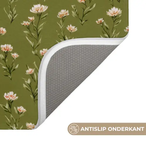 Landelijk - Bloemen -  Groen WCmat klein 1009 -USP_AntislipNL