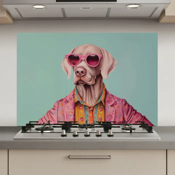 Hond - Overhemd - Bloemen - Bril keuken achterwand spatscherm klein -3d_website